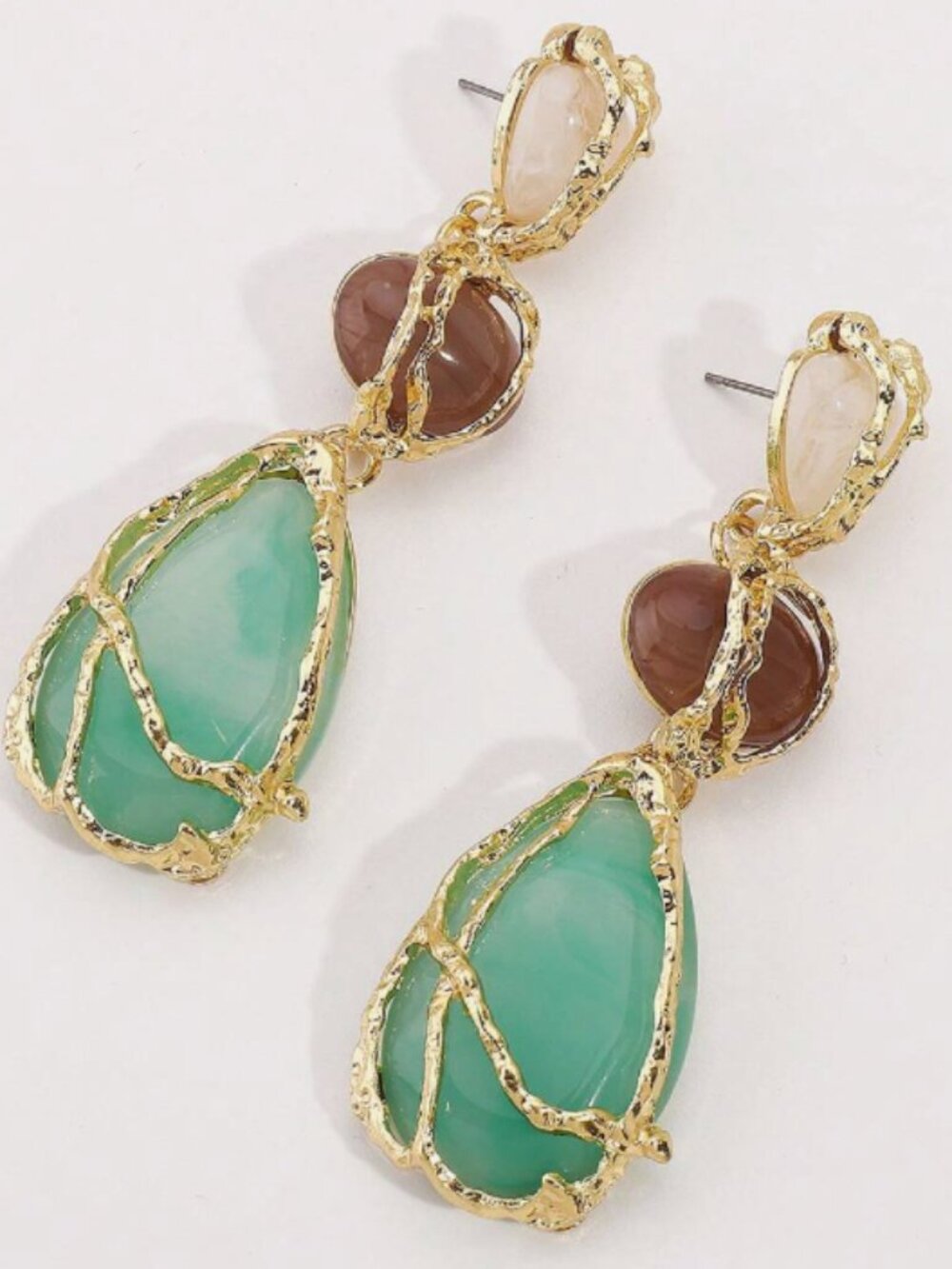 New Boho Statement Resin Stone Long Dangle Earrings